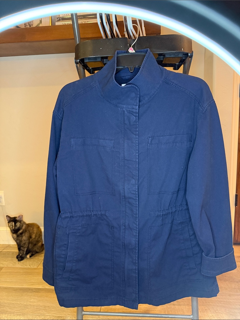 Old Navy Navy Utility Jacket with High Collar
